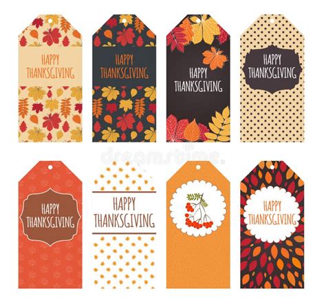 Autumn Quotes Labels Template With Leaves For Thanksgiving Vector