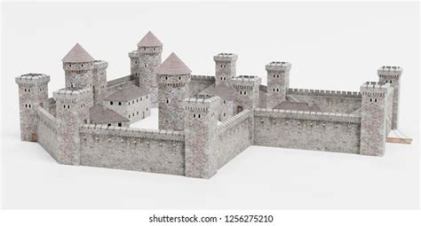 Realistic 3d Render Medieval Castle Stock Illustration 1256275210