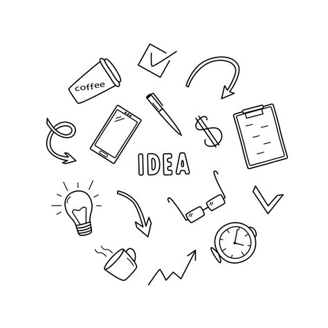 Doodle Set Business Concept Vector Illustration Of Icons Business Idea