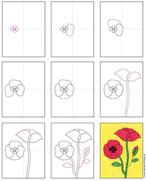 Easy How To Draw A Poppy Tutorial And Poppy Coloring Page Poppy