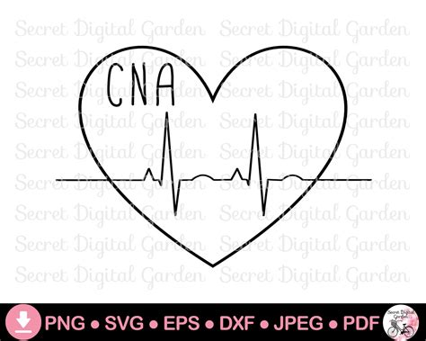 Cna Heart Svg Certified Nursing Assistant Png Image Etsy