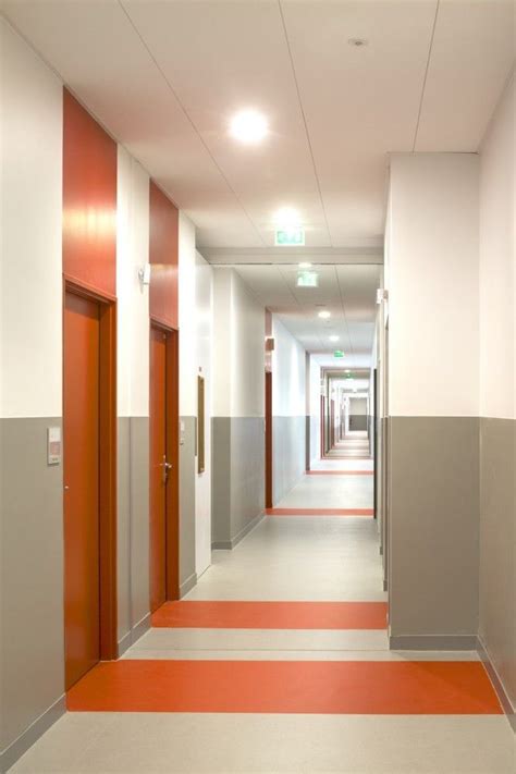 Secondary School Hubert And Roy Architectes Color Coded Hallway