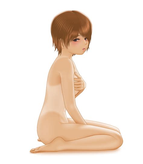 Acerbi Original Girl Blush Breasts Brown Hair Covering Covering Chest Female Focus