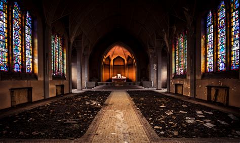 Wallpaper Building Abandoned Interior Arch Church Empty Altar