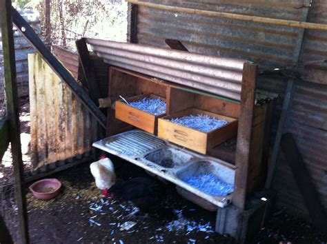 Nesting Boxes Made Out Of A Couple Of Old Draws And Sink For The Chook