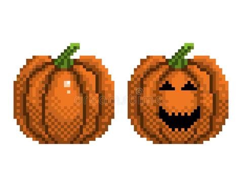 Pixel Art Pumpkin Icon 32x32 Pixels Vector Illustration Stock Vector