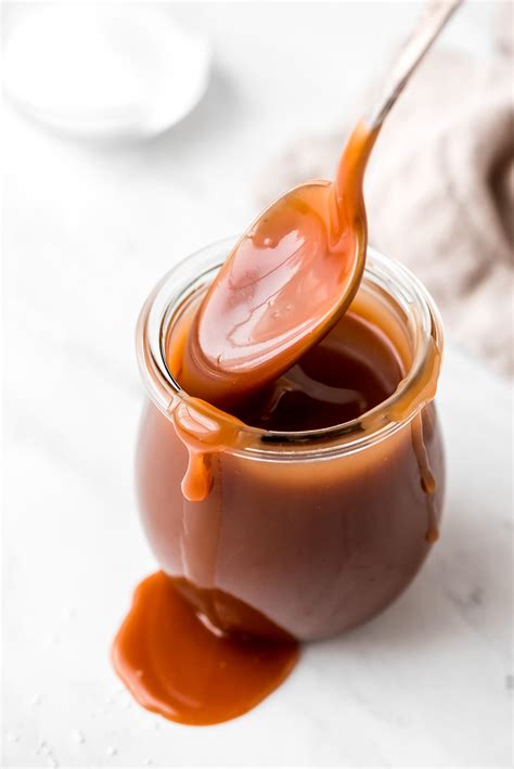 Homemade Salted Caramel Sauce Garnish And Glaze