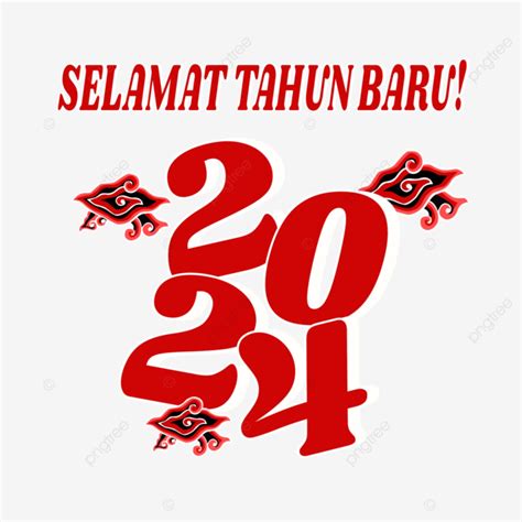 2024 Feliz Año Nuevo Con Nube Batik Color Rojo Nublado Vector Png