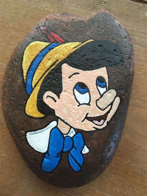 Pinocchio Painted River Rocks Painted Rocks Diy Pebble Painting