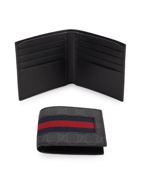 Gucci Gg Supreme Canvas Web Bifold Wallet In Black For Men Lyst