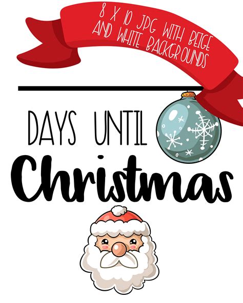 Christmas Countdown Sign Days Until Christmas Sign Xmas Countdown