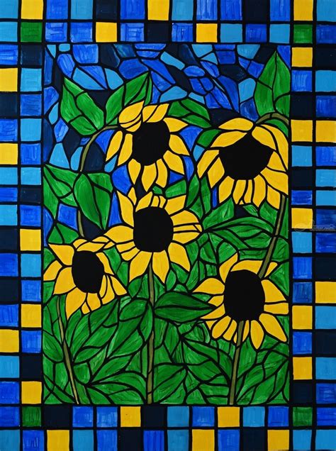 Sunflower Mosaic Mosaic Paintings Stained Glass By Rachel Olynuk