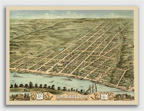 Bristol Tennessee 1912 Historic Panoramic Town Map 18x24 Art Posters