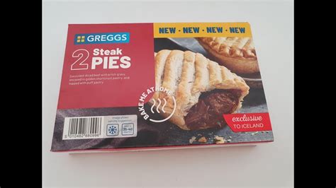 Iceland Greggs 2 Steak Pies 394g Exclusive Full Food Review Youtube