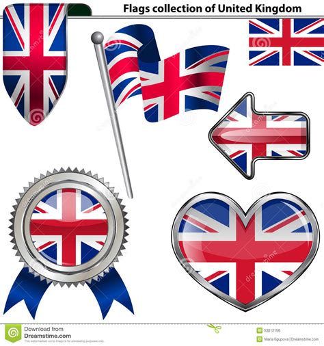 Glossy Icons With Flag Of United Kingdom Stock Vector Illustration Of