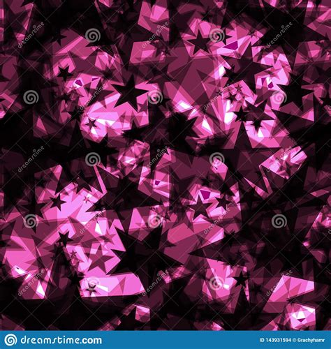 Metallic Iridescent Dark Stars On A Pink Background In The Projection