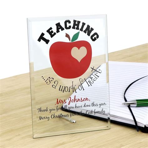 Personalised Glass Teachers Plaque Christmas T
