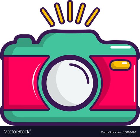 Colorful Photo Camera Icon Cartoon Style Vector Image