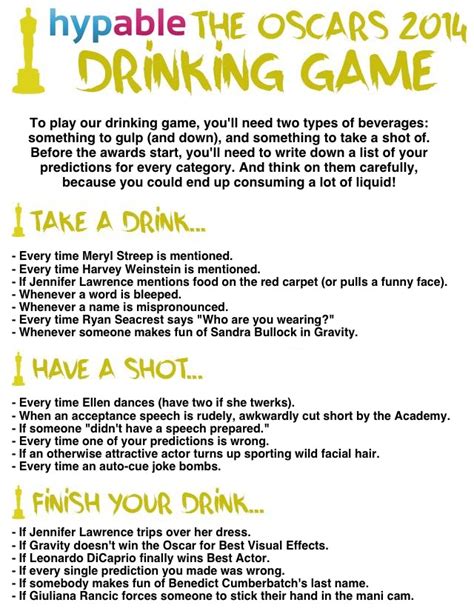 2014 Oscars Drinking Game Tv Drinking Games Know Your Meme