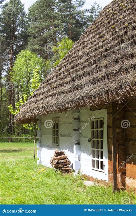 Old Traditional Wooden Polish Cottage Kolbuszowa Poland Stock Image