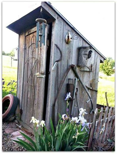Tool Shed Outhouse Rustic Shed Outhouse Decor Garden Tool Shed
