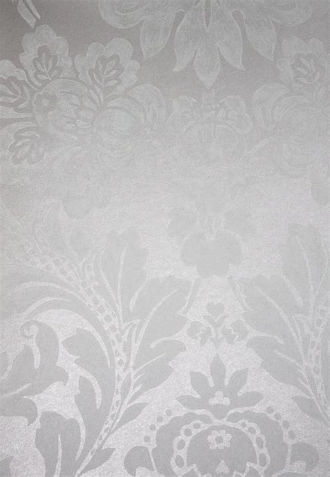 40 Silver And White Damask Wallpaper