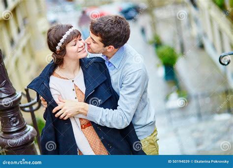 Romantic Couple On Montmartre In Paris Stock Image Image Of European
