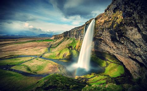 Download Iceland Rocky Mountain Waterfalls Wallpaper