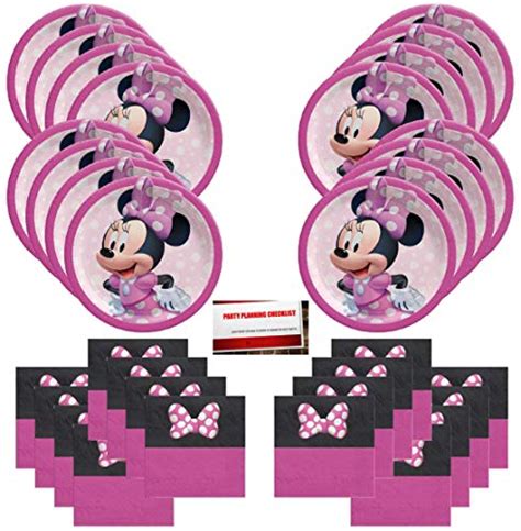 disney minnie mouse party supply bundle pack for 16 guests plus party planning checklist from