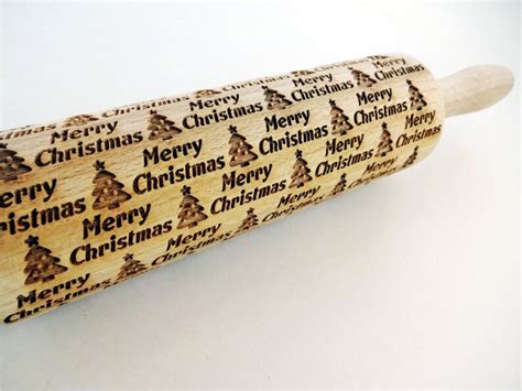 Christmas Tree Embossing Rolling Pin Merry Christmas Laser Etsy
