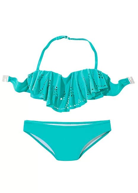 Buffalo Girls Turquoise Frilled Bandeau Bikini Swimwear365