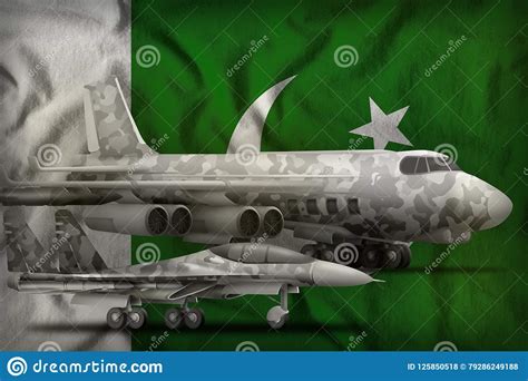 Pakistan Air Forces Concept On The State Flag Background 3d