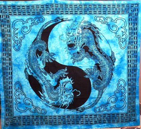Tapestry Wall Hanging Mandala Dragon Yin Yang Printed Wall Etsy Uk