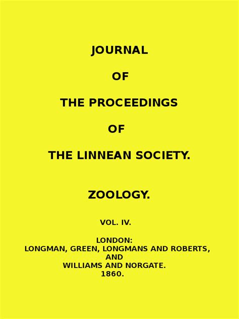 Journal Of The Proceedings Of The Linnean Society Vol 4 1860 By