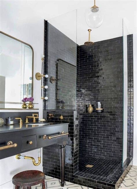 Lovely Black Shower Tiles Design Ideas Black Tile Bathrooms Bathroom Design Shower Tile