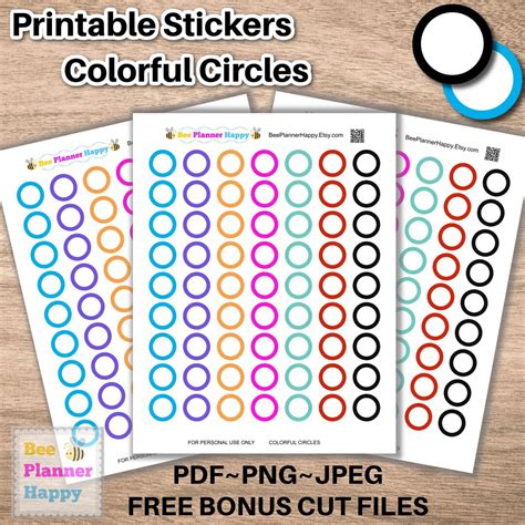 Printable Colorful Circle Stickers For Planners Journals Etsy