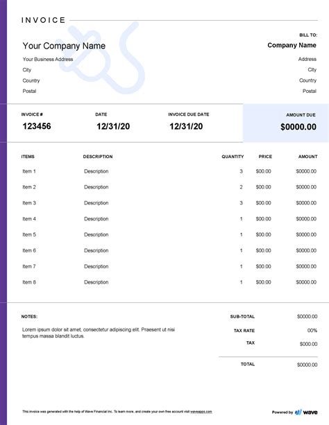 Electrical Work Invoice Template Wave Financial