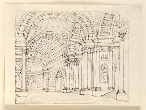 Drawing Stage Design Palace Interior Early 19th Century