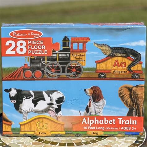 Melissa And Doug Alphabet Train Floor Puzzle Animals 28 Pcs 10 Ft Long