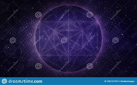 Purple Hexagon Sacred Geometry Space Vortex Background Stock