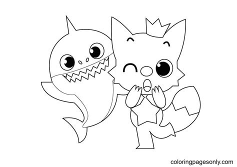 Pinkfong And Baby Shark Coloring Sheet Printable Theme Sketch Coloring Page