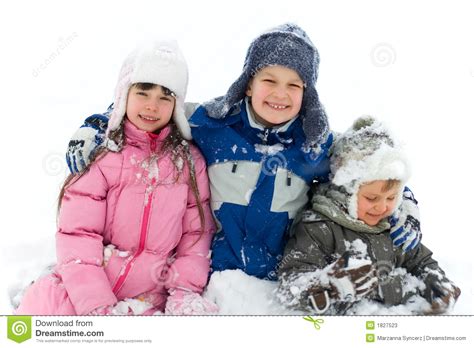 Kids Playing In The Snow 2 Stock Photos Image 1827523