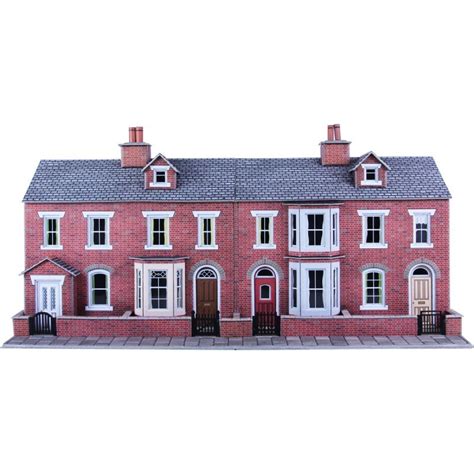 Low Relief Red Brick Terraced House Fronts Card Kit Oo Scale