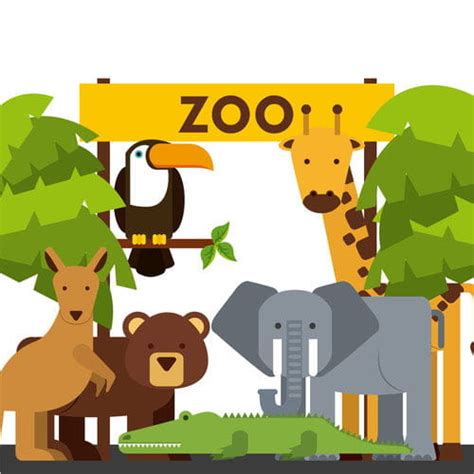 Kebun Binatang Dengan Vektor Kartun Hewan Lucu Eps Uidownload