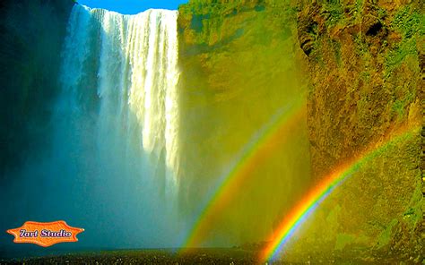 Bright Rainbow Waterfall Screensaver And Animated Desktop