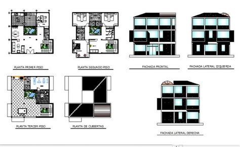 All Sided Elevation And Section Details Of Three Story Modern House Dwg My XXX Hot Girl