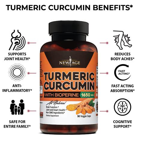 Turmeric Curcumin With Bioperine Capsules New Age Pack Improves