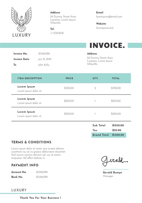 Free Business Invoice Template Downloads Best Template Ideas