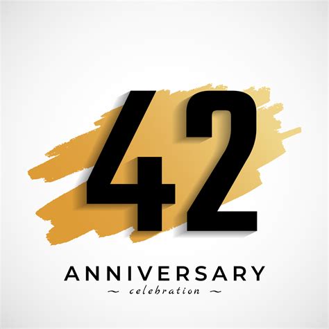 42 Year Anniversary Celebration With Gold Brush Symbol Happy