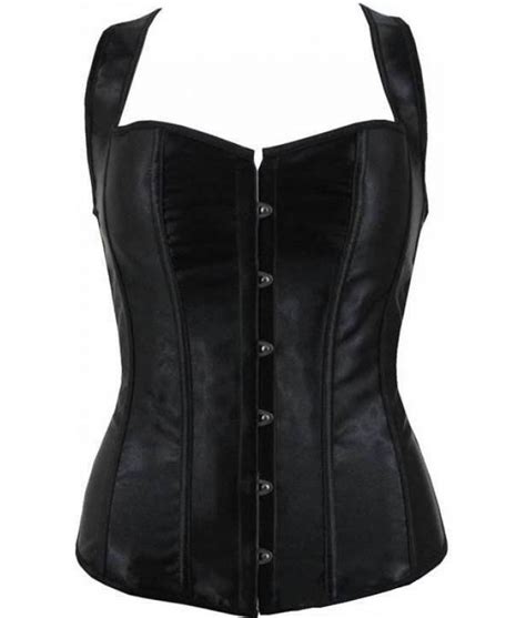 black satin style corset with shoulder straps discreet tiger